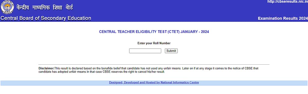 CTET Result 2024 Login