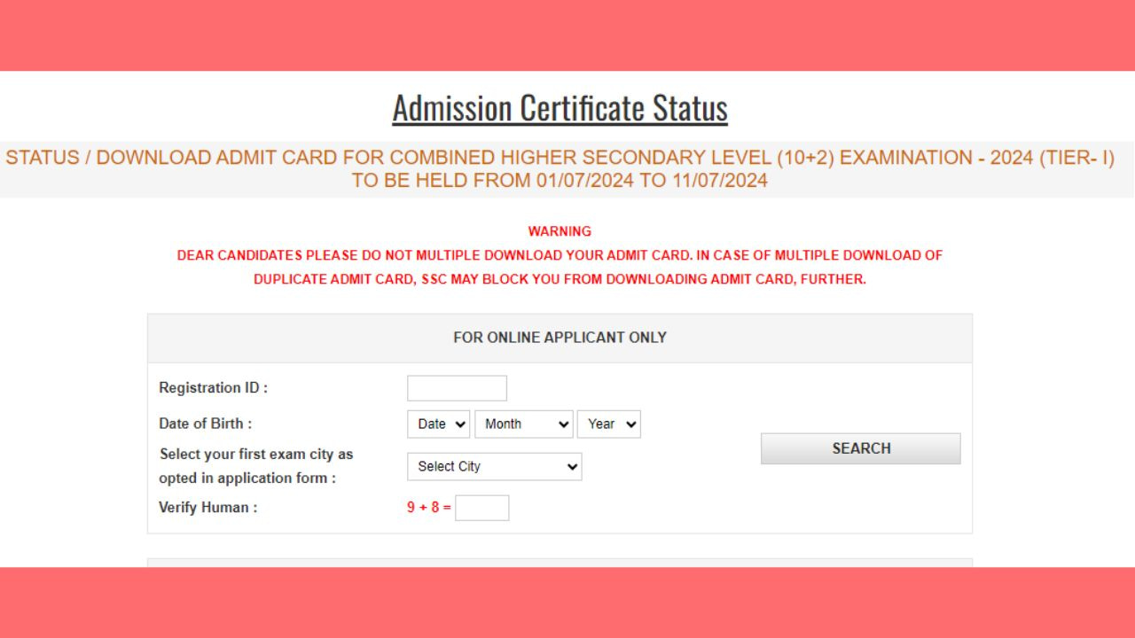 SSC CHSL Admit Card 2024: Download Hall Ticket Now for NR & CR region