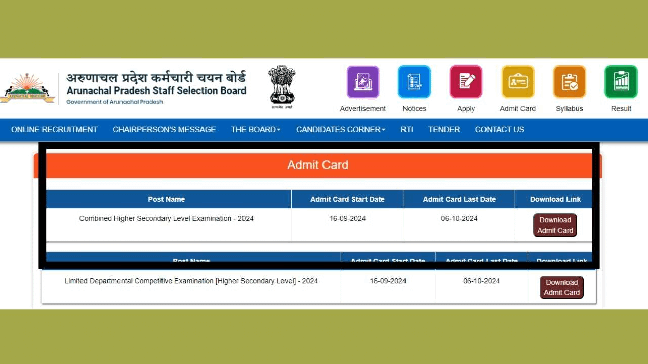 APSSB CHSL Admit Card 2024