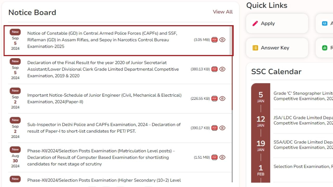 SSC GD Constable Notification 2025