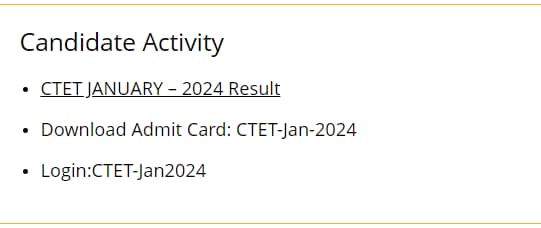 CTET Result 2024 Candidate Activity