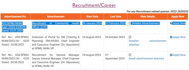 UP NHM CHO Apply Online