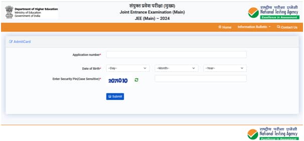 JEE Main Admit Card 2024 Login