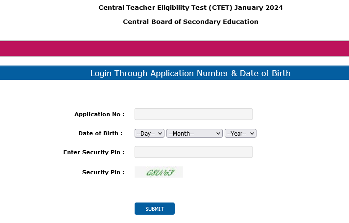CTET Admit Card 2024 Login