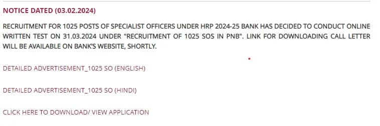 PNB SO Exam Date 2024 Announced