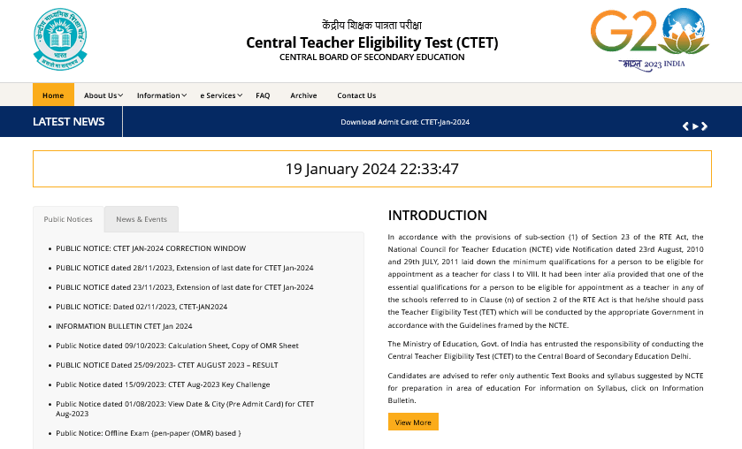 CTET Official Website