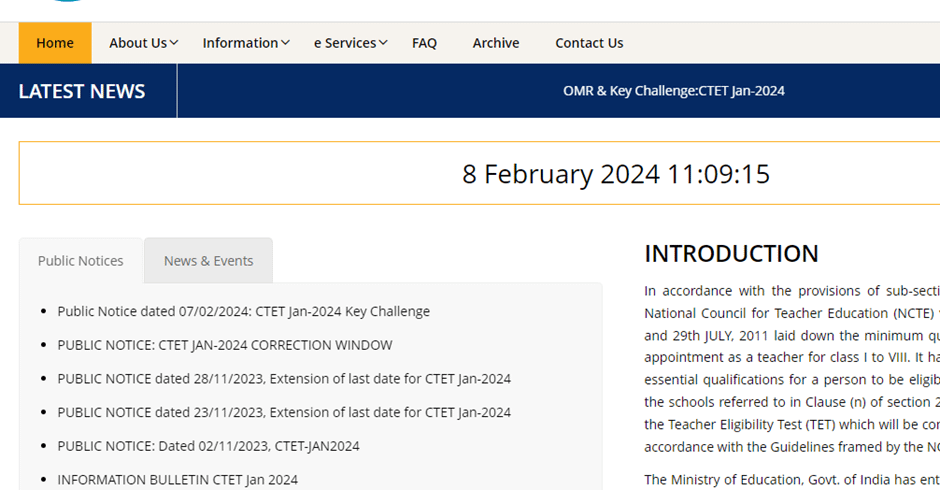 CTET Official Website